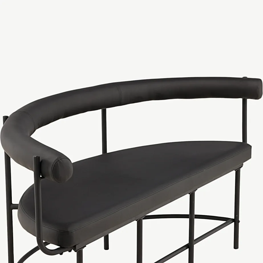 Kaasaegne mustast terasest pingi diivan Stallhagen (PU-kattega, 165 cm), 53000-011 – 4