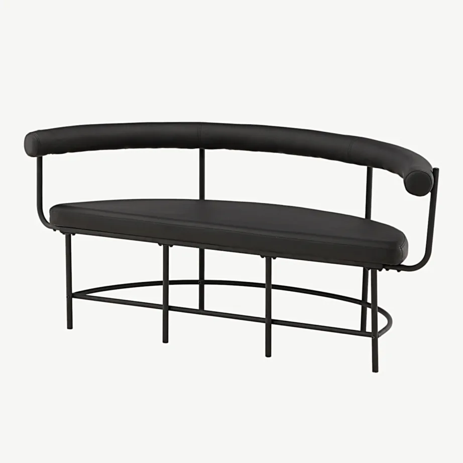 Kaasaegne mustast terasest pingi diivan Stallhagen (PU-kattega, 165 cm), 53000-011 – 7