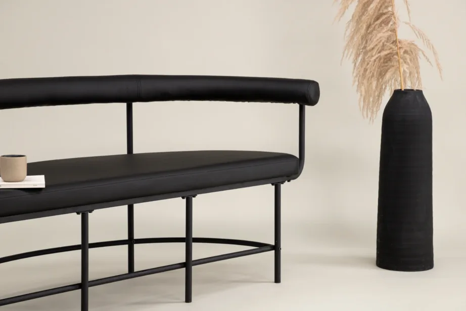 Kaasaegne mustast terasest pingi diivan Stallhagen (PU-kattega, 165 cm), 53000-011 – 10