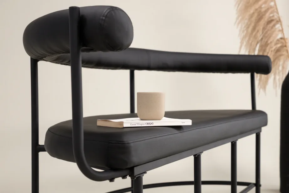 Kaasaegne mustast terasest pingi diivan Stallhagen (PU-kattega, 165 cm), 53000-011 – 11