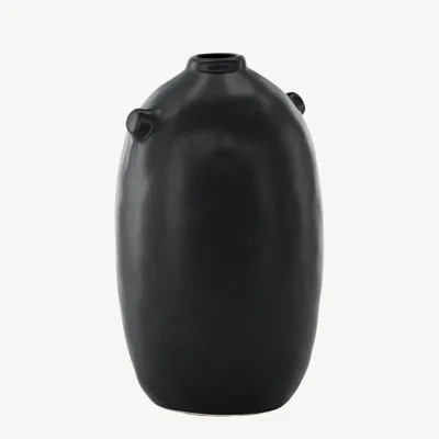 Madi mattmust kivikeraamiline vaas, ø17 × 28 cm - 58145-100