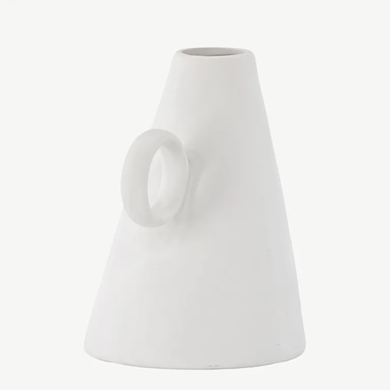 Valge keraamiline vaas Ovy, 17 cm, sangaga - 58149-101