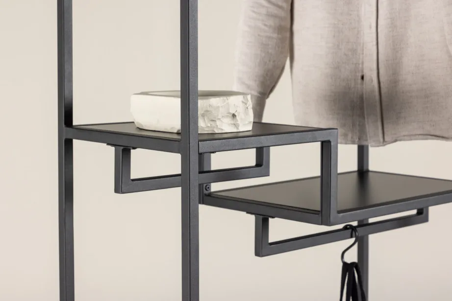 Mustast terasest riidestange Staal riiulite ja riidepuuhoidjaga, 59165-100 – 9