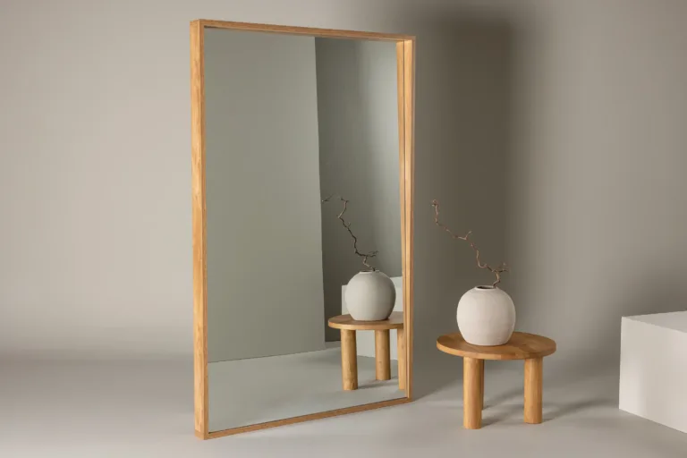 Suur ristkülikukujuline MDF-raamiga peegel Nashville, naturaalne (125 × 196 cm) - 59175-107