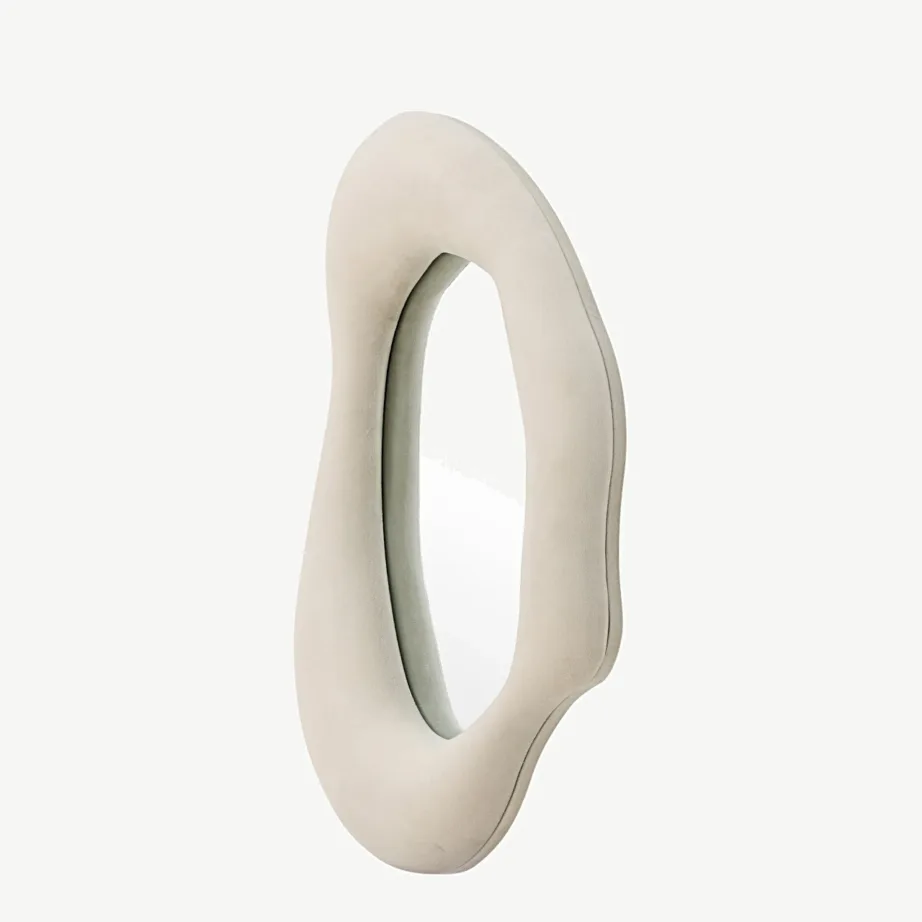 Beežist sametpolüestrist raamiga seinapeegel Louisville, 49 × 70 cm, 59178-101 – 3