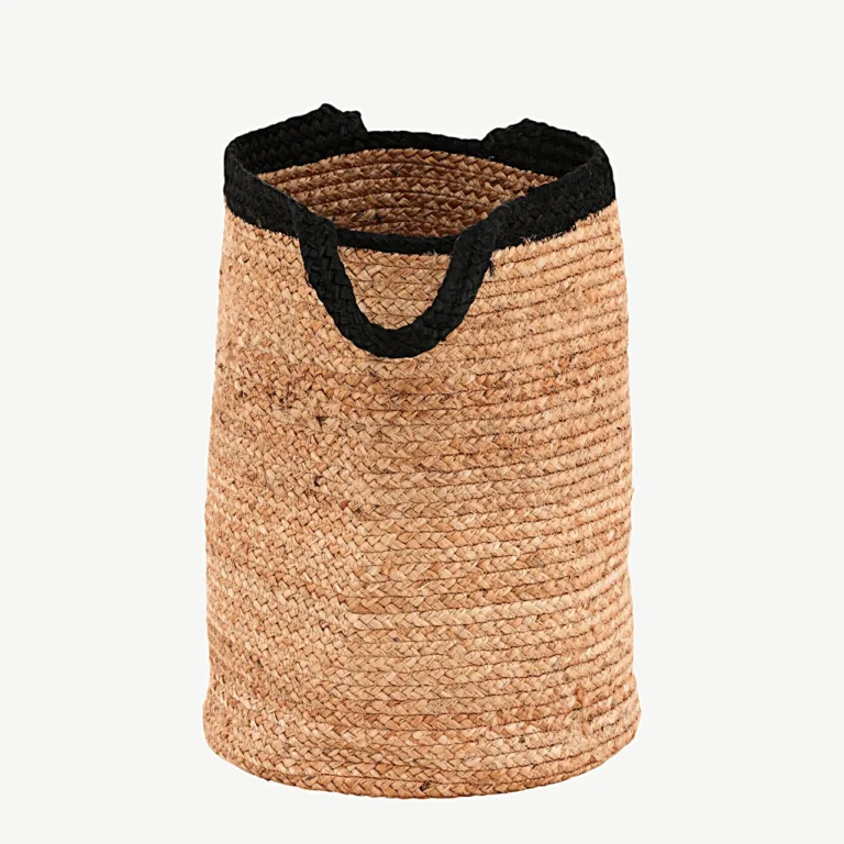 Punutud jute hoiukorv Pune, looduslik/musta äärega, ø35 cm - 60003-101