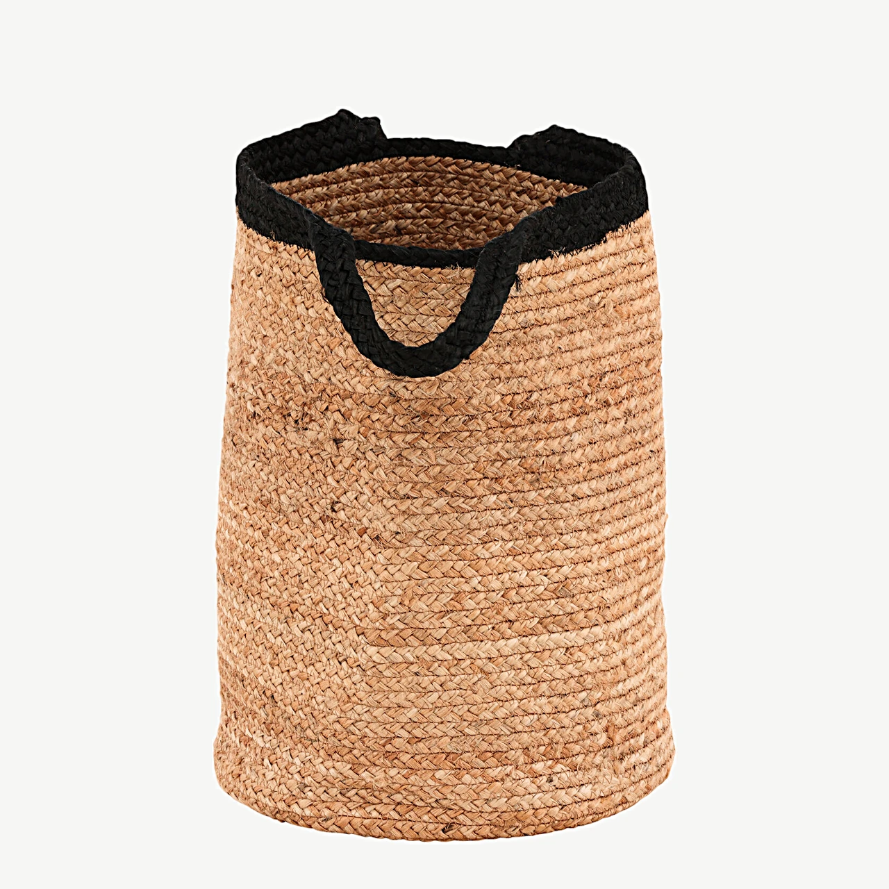 Punutud jute hoiukorv Pune, looduslik/musta äärega, ø35 cm - 60003-101