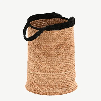 Punutud jute hoiukorv Pune, looduslik/musta äärega, ø35 cm - 60003-101