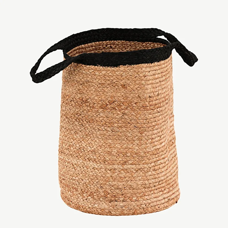 Punutud jute hoiukorv Pune, looduslik/musta äärega, ø35 cm - 60003-101