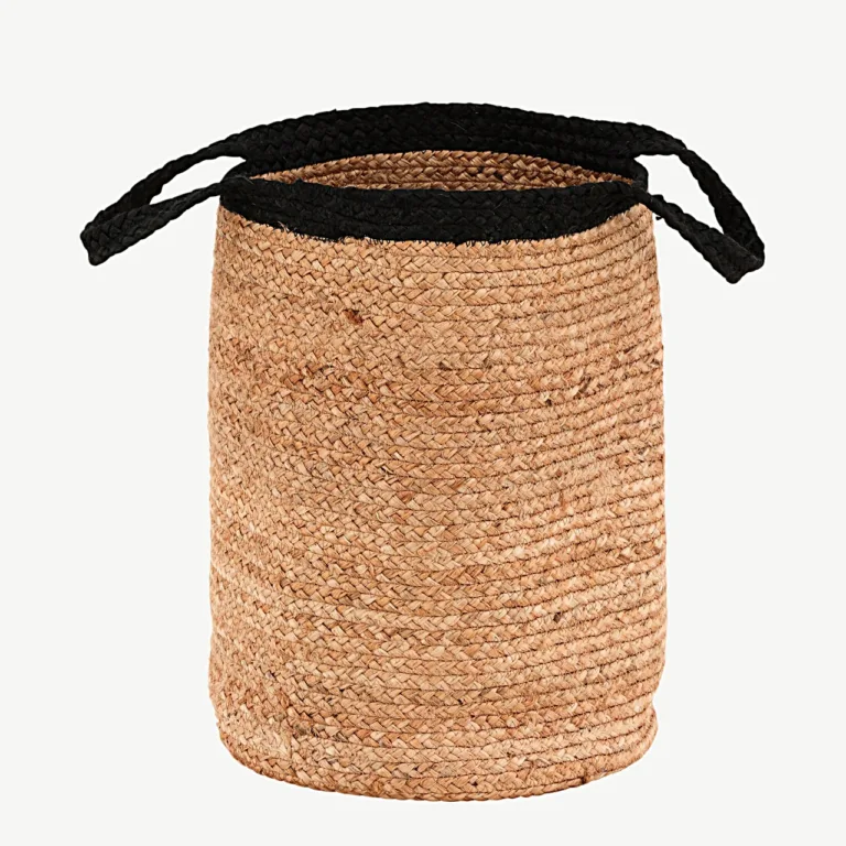 Punutud jute hoiukorv Pune, looduslik/musta äärega, ø35 cm - 60003-101