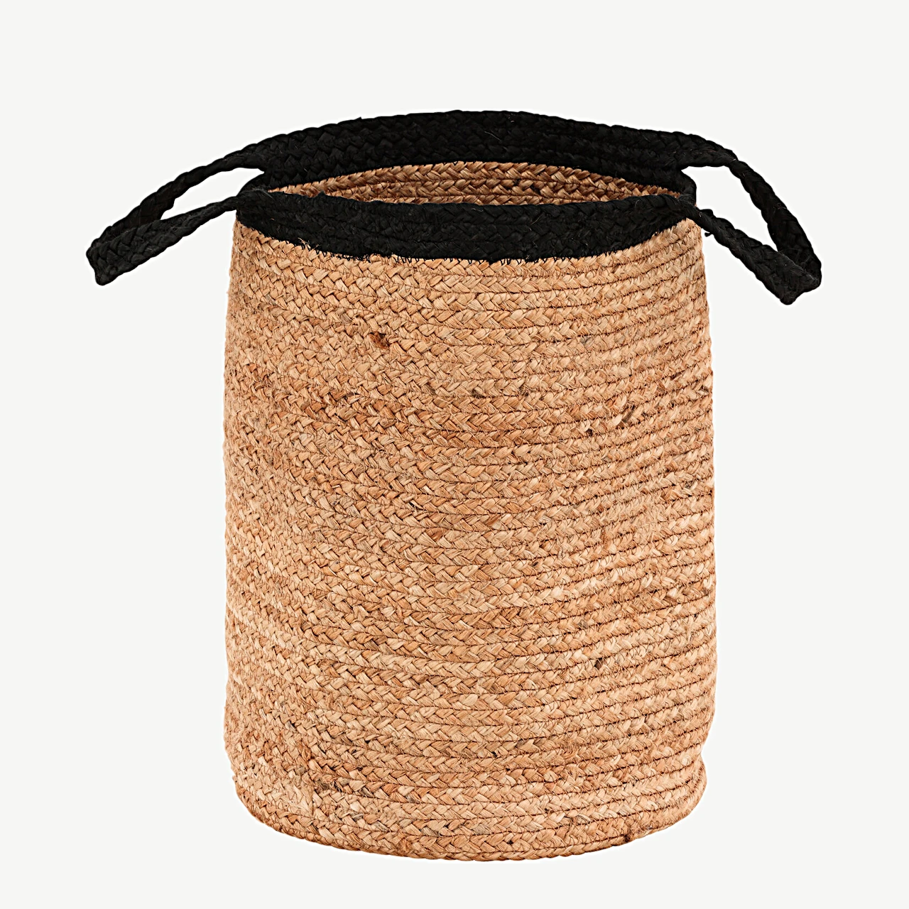 Punutud jute hoiukorv Pune, looduslik/musta äärega, ø35 cm - 60003-101