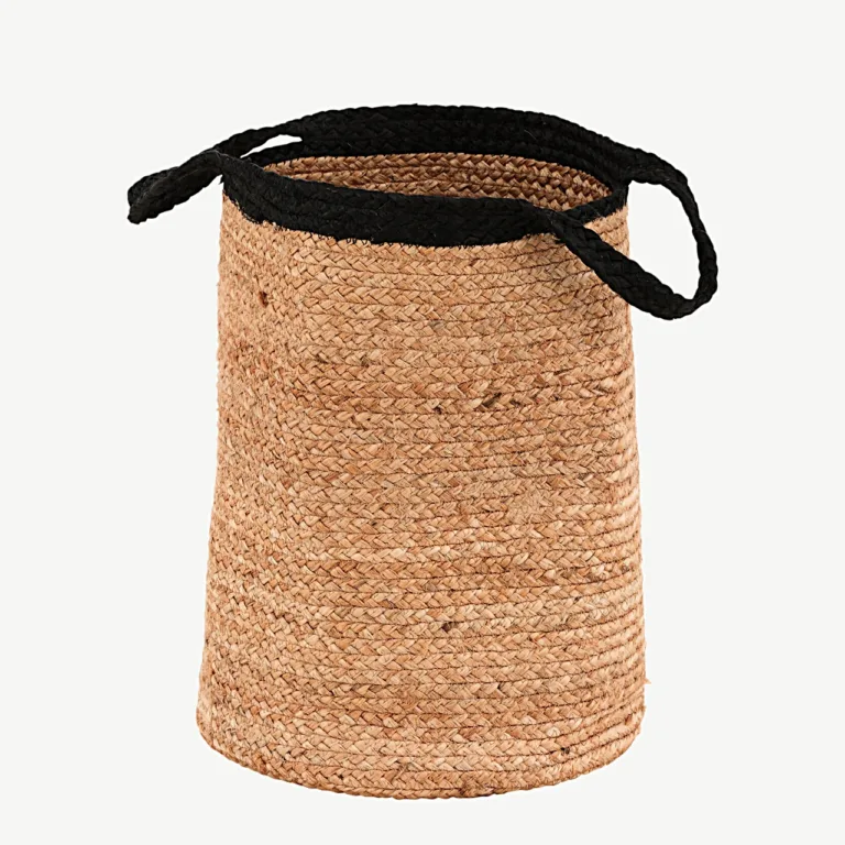 Punutud jute hoiukorv Pune, looduslik/musta äärega, ø35 cm - 60003-101