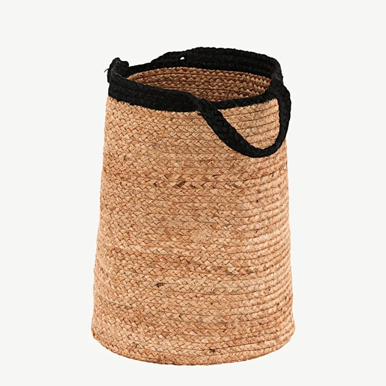 Punutud jute hoiukorv Pune, looduslik/musta äärega, ø35 cm - 60003-101