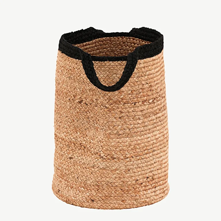 Punutud jute hoiukorv Pune, looduslik/musta äärega, ø35 cm - 60003-101