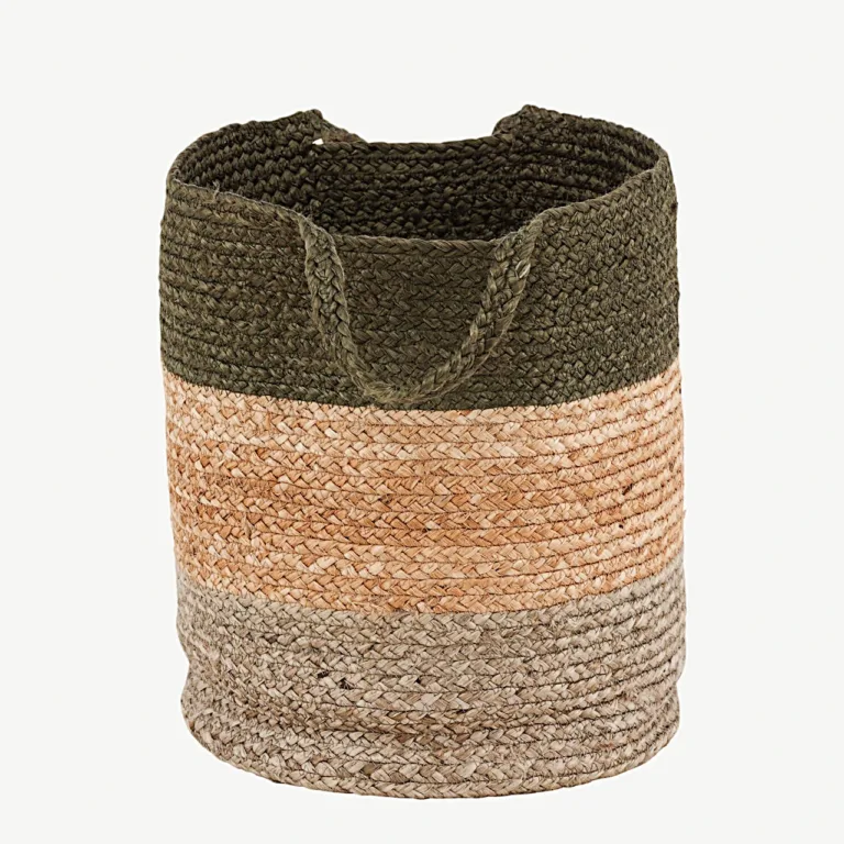 Punutud džuudist hoiukorv Kanpur (roheline/hall/naturaalne, ø35 cm) - 60004-100