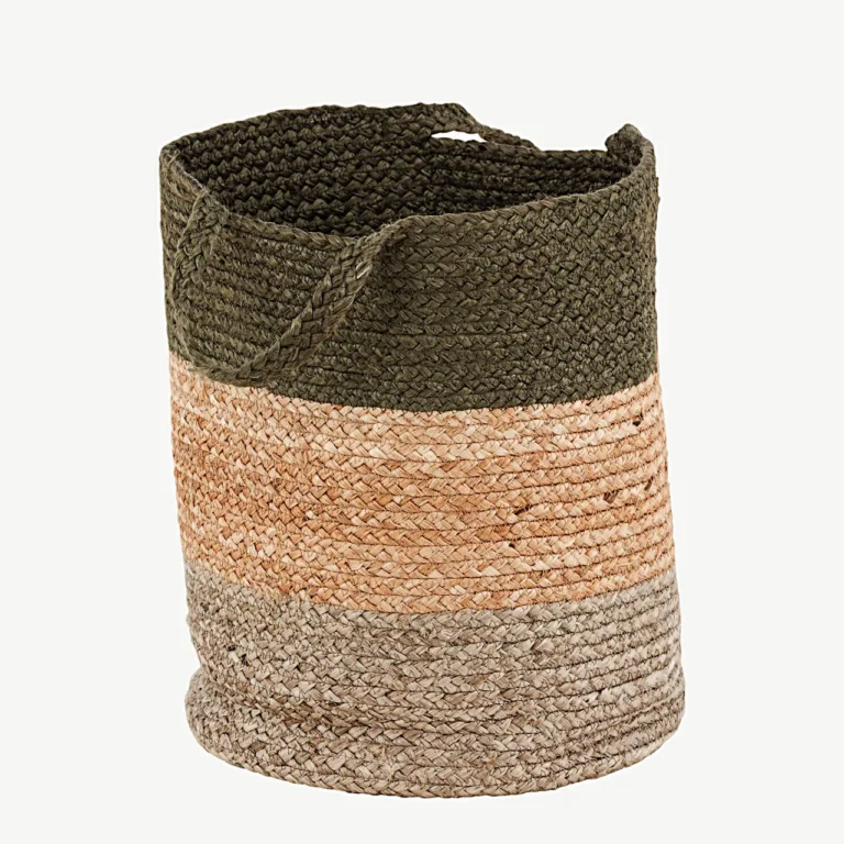 Punutud džuudist hoiukorv Kanpur (roheline/hall/naturaalne, ø35 cm) - 60004-100