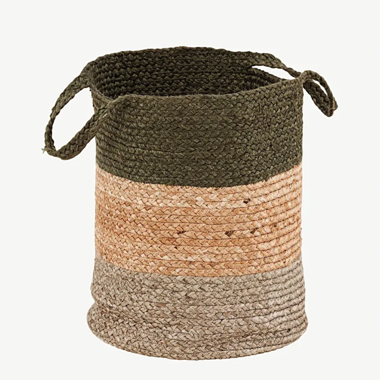 Punutud džuudist hoiukorv Kanpur (roheline/hall/naturaalne, ø35 cm) - 60004-100