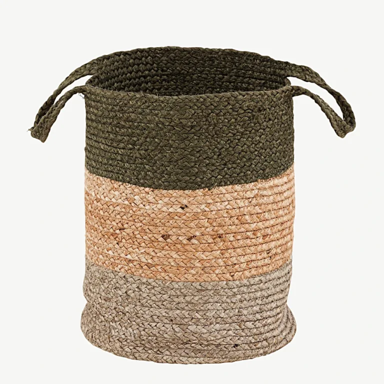 Punutud džuudist hoiukorv Kanpur (roheline/hall/naturaalne, ø35 cm) - 60004-100