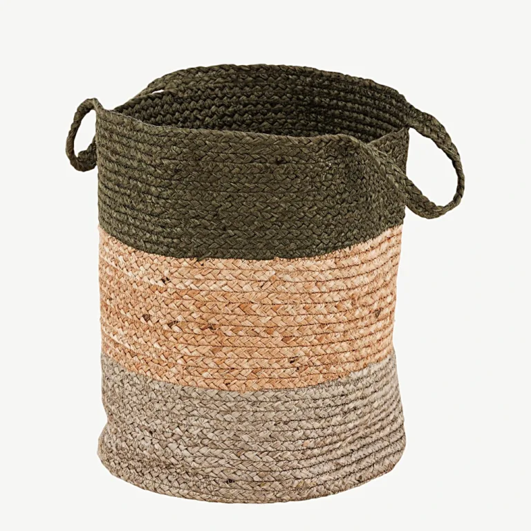 Punutud džuudist hoiukorv Kanpur (roheline/hall/naturaalne, ø35 cm) - 60004-100