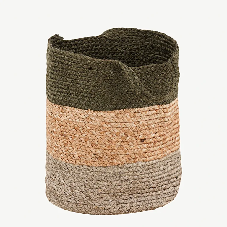 Punutud džuudist hoiukorv Kanpur (roheline/hall/naturaalne, ø35 cm) - 60004-100