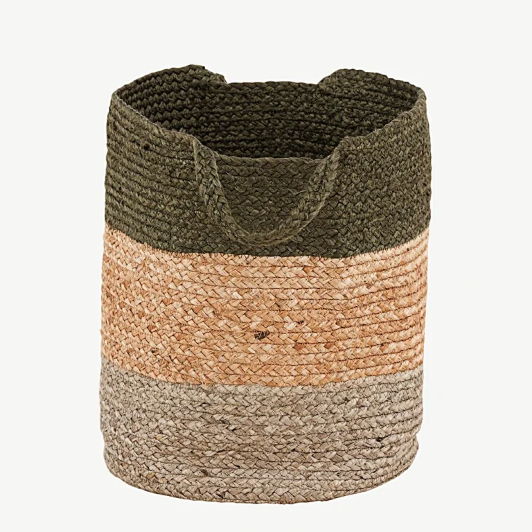 Punutud džuudist hoiukorv Kanpur (roheline/hall/naturaalne, ø35 cm) - 60004-100