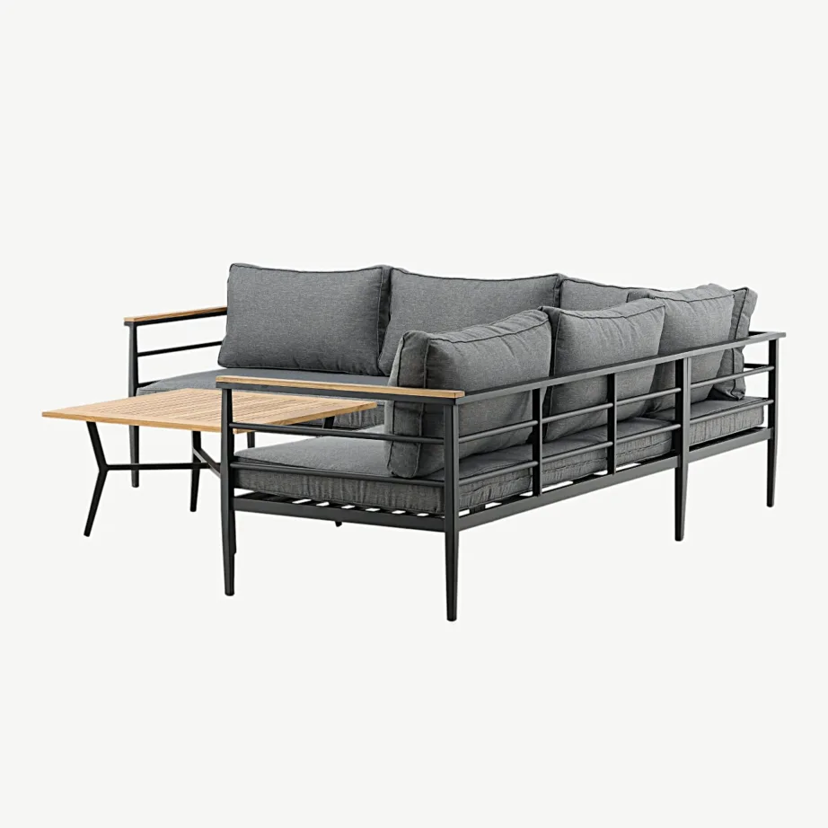 Mexico nurgadiivaniga alumiiniumist aiakomplekt tiigipuu ja hallide patjadega, 6084-520 – 6