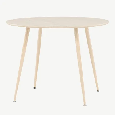 Plaza ümmargune söögilaud, valge peitsiga MDF (ø100 cm) - 61100-130