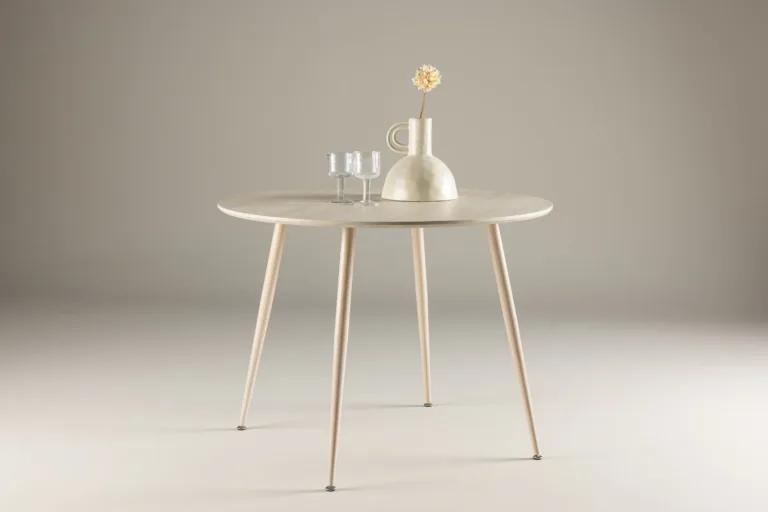 Plaza ümmargune söögilaud, valge peitsiga MDF (ø100 cm) - 61100-130