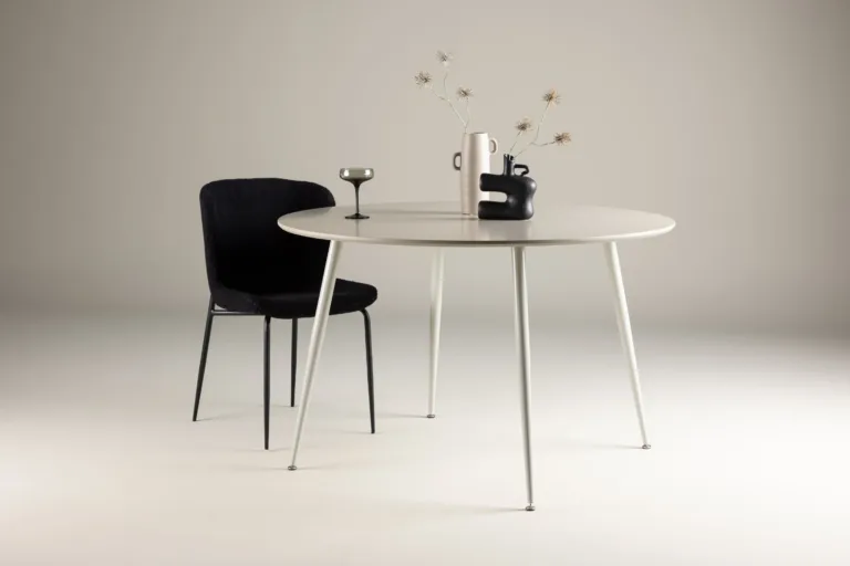 Ümmarguse kujuga söögilaud Plaza, MDF, beež, ø120 cm - 61101-103