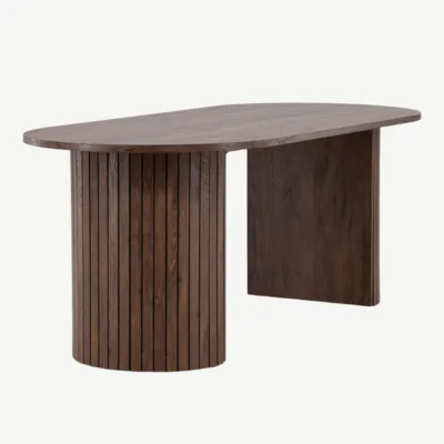Mokka tooni ovaalne söögilaud Härön, 200x90 cm (MDF) - 61102-125