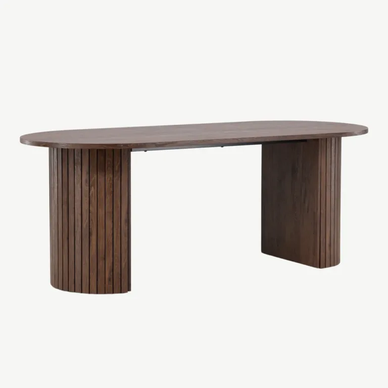 Mokka tooni ovaalne söögilaud Härön, 200x90 cm (MDF) - 61102-125