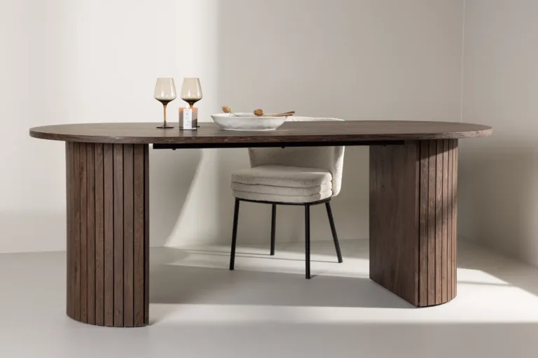Mokka tooni ovaalne söögilaud Härön, 200x90 cm (MDF) - 61102-125