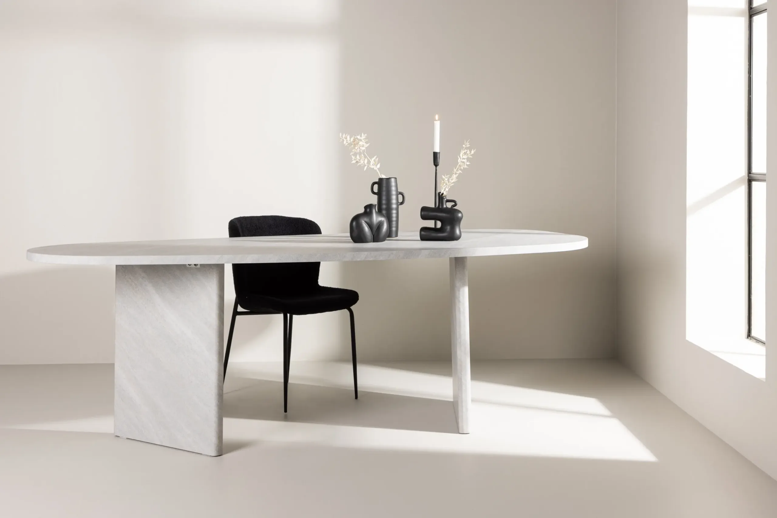 Grönviki söögilaud, MDF, valge betooni välimusega, 220×100 cm - 61105-100