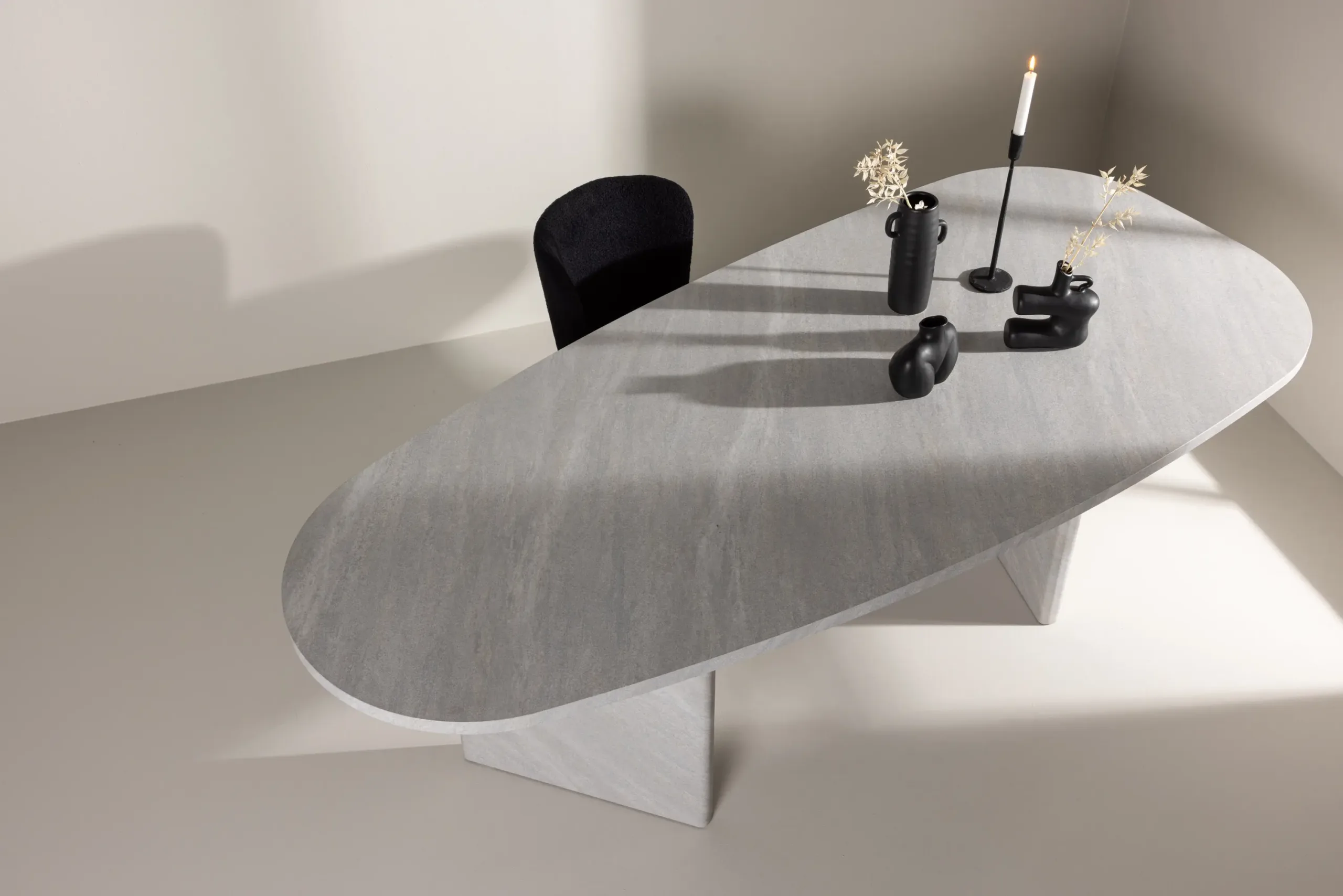 Grönviki söögilaud, MDF, valge betooni välimusega, 220×100 cm - 61105-100