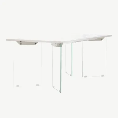 Helehalli MDF-plaadist söögilaud Ester läbipaistvate klaasist jalgadega, 180 × 90 cm - 61108-111