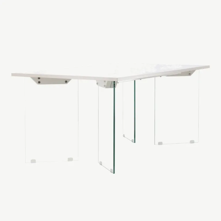 Helehalli MDF-plaadist söögilaud Ester läbipaistvate klaasist jalgadega, 180 × 90 cm - 61108-111