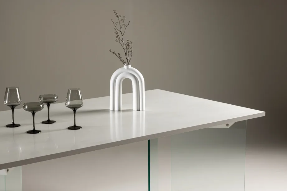 Helehalli MDF-plaadist söögilaud Ester läbipaistvate klaasist jalgadega, 180 × 90 cm, 61108-111 – 3