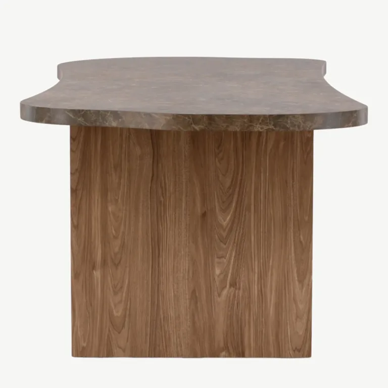 Ovaalne pruun marmoriimitatsiooniga MDF-söögilaud Eleonora 230 × 100 cm - 61109-123