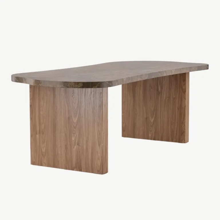 Ovaalne pruun marmoriimitatsiooniga MDF-söögilaud Eleonora 230 × 100 cm - 61109-123