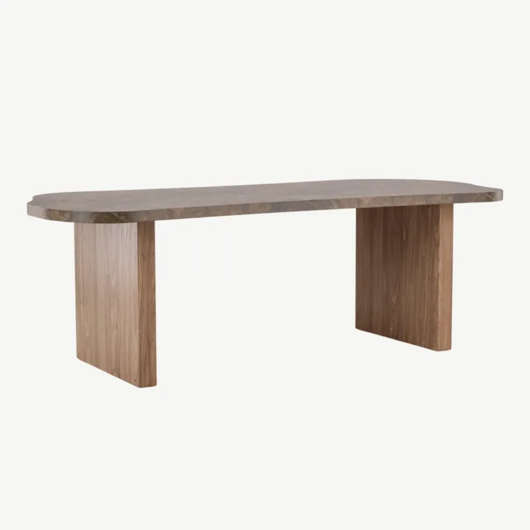 Ovaalne pruun marmoriimitatsiooniga MDF-söögilaud Eleonora 230 × 100 cm - 61109-123