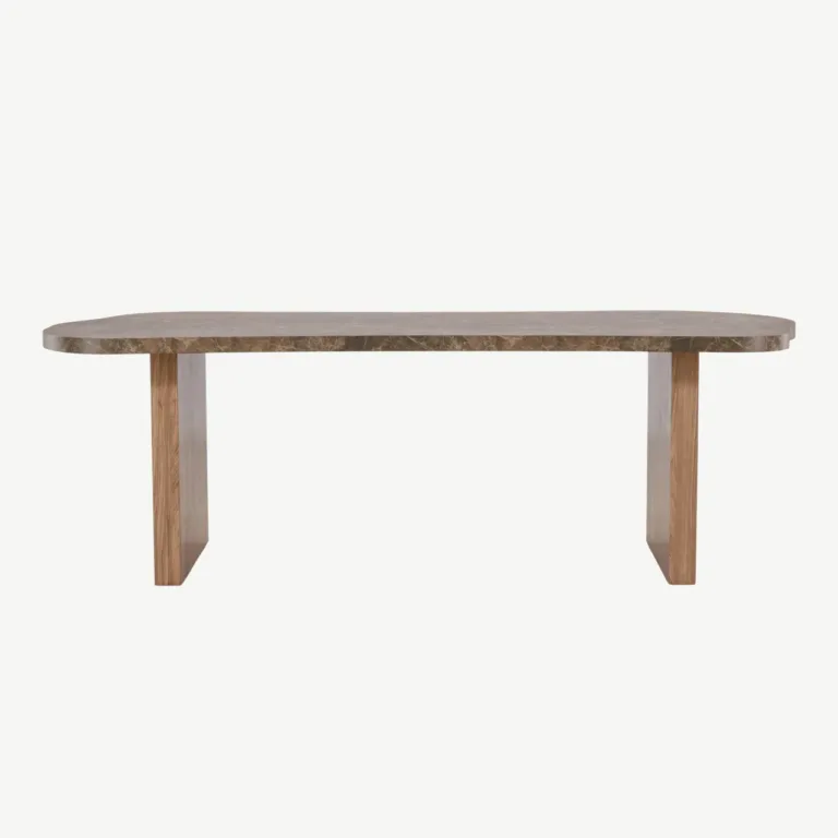 Ovaalne pruun marmoriimitatsiooniga MDF-söögilaud Eleonora 230 × 100 cm - 61109-123