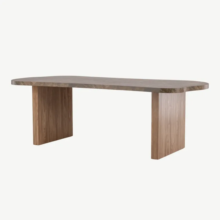 Ovaalne pruun marmoriimitatsiooniga MDF-söögilaud Eleonora 230 × 100 cm - 61109-123