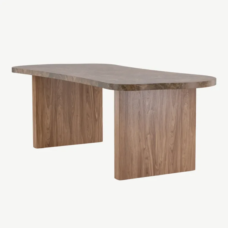 Ovaalne pruun marmoriimitatsiooniga MDF-söögilaud Eleonora 230 × 100 cm - 61109-123