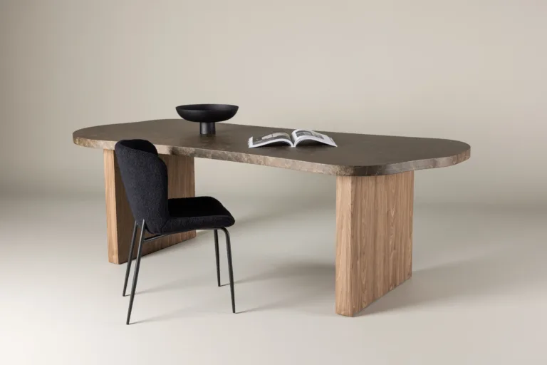 Ovaalne pruun marmoriimitatsiooniga MDF-söögilaud Eleonora 230 × 100 cm - 61109-123