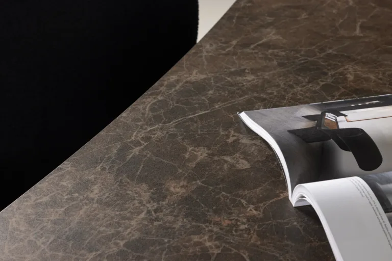 Ovaalne pruun marmoriimitatsiooniga MDF-söögilaud Eleonora 230 × 100 cm - 61109-123