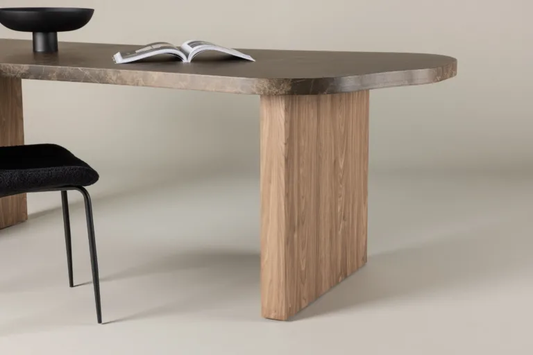 Ovaalne pruun marmoriimitatsiooniga MDF-söögilaud Eleonora 230 × 100 cm - 61109-123
