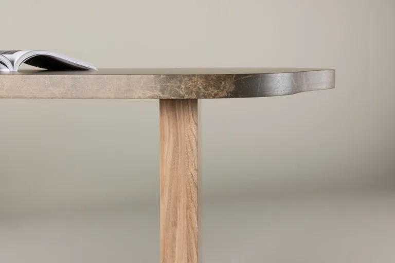 Ovaalne pruun marmoriimitatsiooniga MDF-söögilaud Eleonora 230 × 100 cm - 61109-123