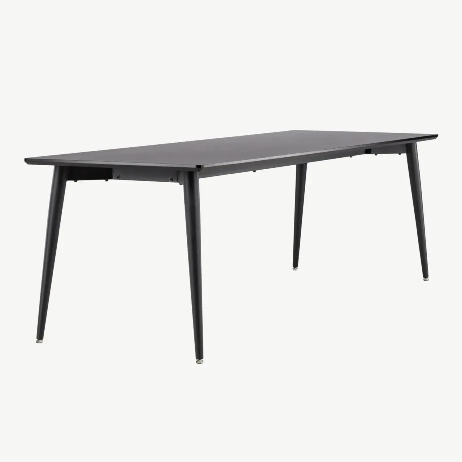 Ellis söögilaud mustast MDF-ist terasjalgadel, 230×85 cm, 61110-100