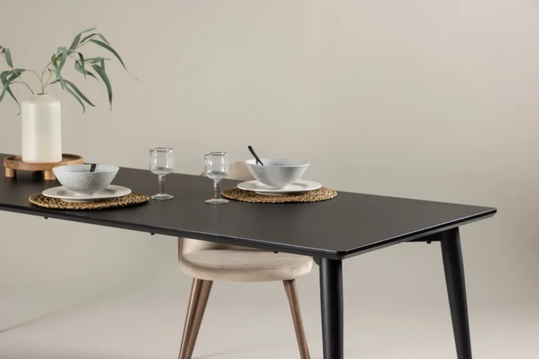 Ellis söögilaud mustast MDF-ist terasjalgadel, 230x85 cm - 61110-100