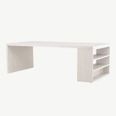Mika söögilaud valgeks peitsitud MDF-ist, külgriiuliga, 110 × 230 cm - 61111-130